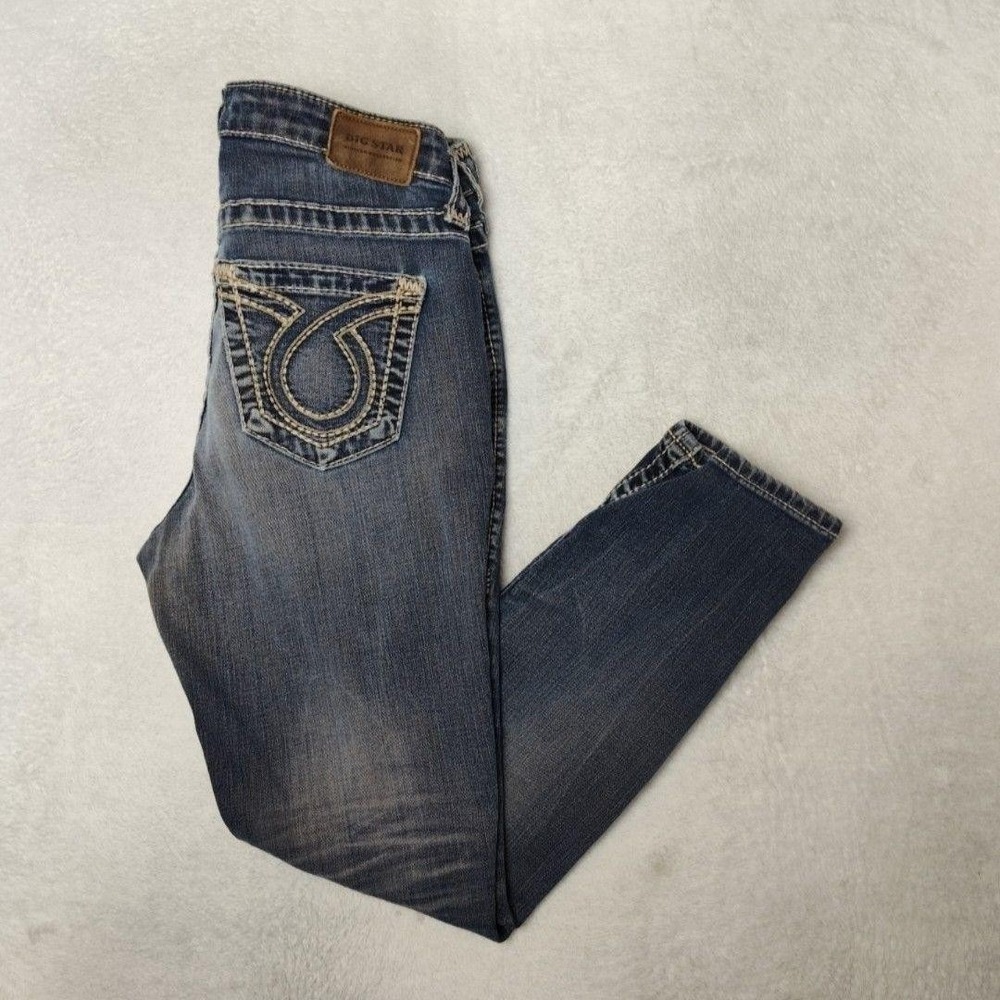 Big‎ Star Jeans Womens 28 Blue Maddie Skinny Low Rise Embroidered Distressed